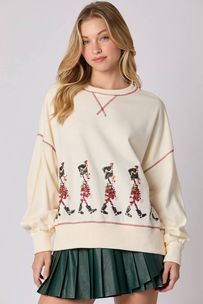 CWTBLL01244_SEQUIN NUTCRACKER SOLDIER CHRISTMAS SWEATSHIRT