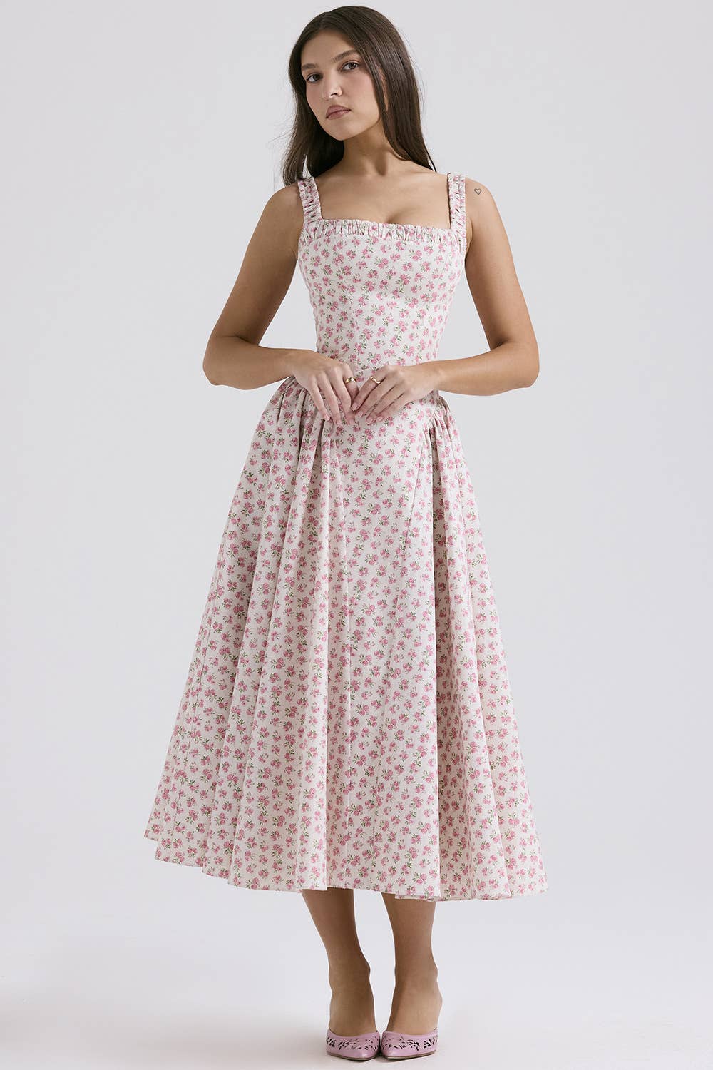 FLORAL BOHO CHIC HALTER DRESS WITH SLIMMING WAIST