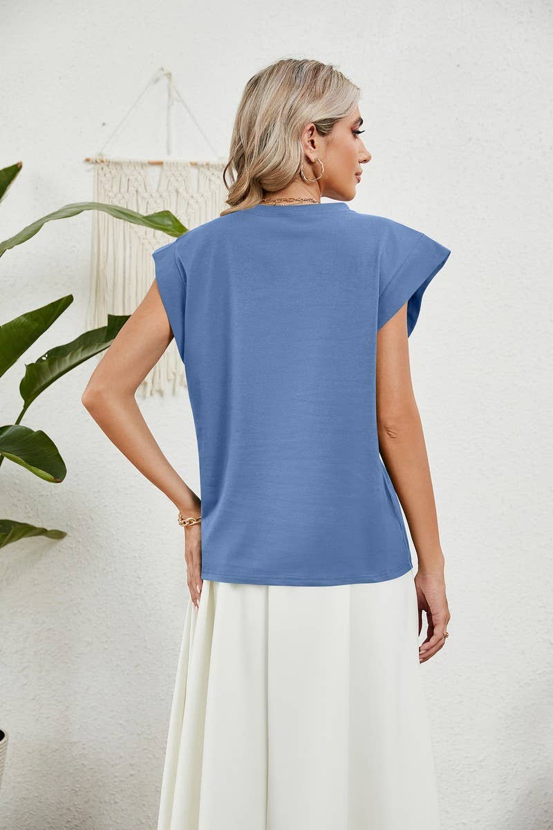 CWTBLS0864_ROUND NECK SOLID COLOR RAGLAN SLEEVE T-SHIRT