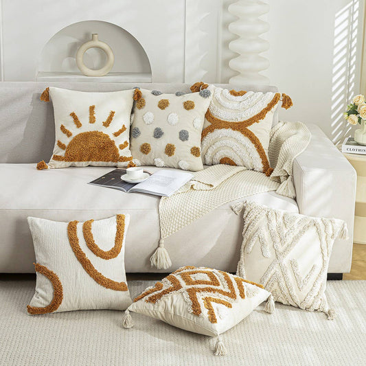 Boho Tufted Embroidered Pillow Cover for Sofa/Bed_CWMM7696