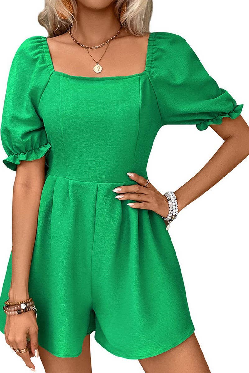 CWSJS0842_SOLID COLOR TEMPERAMENT SQUARE NECK JUMPSUIT