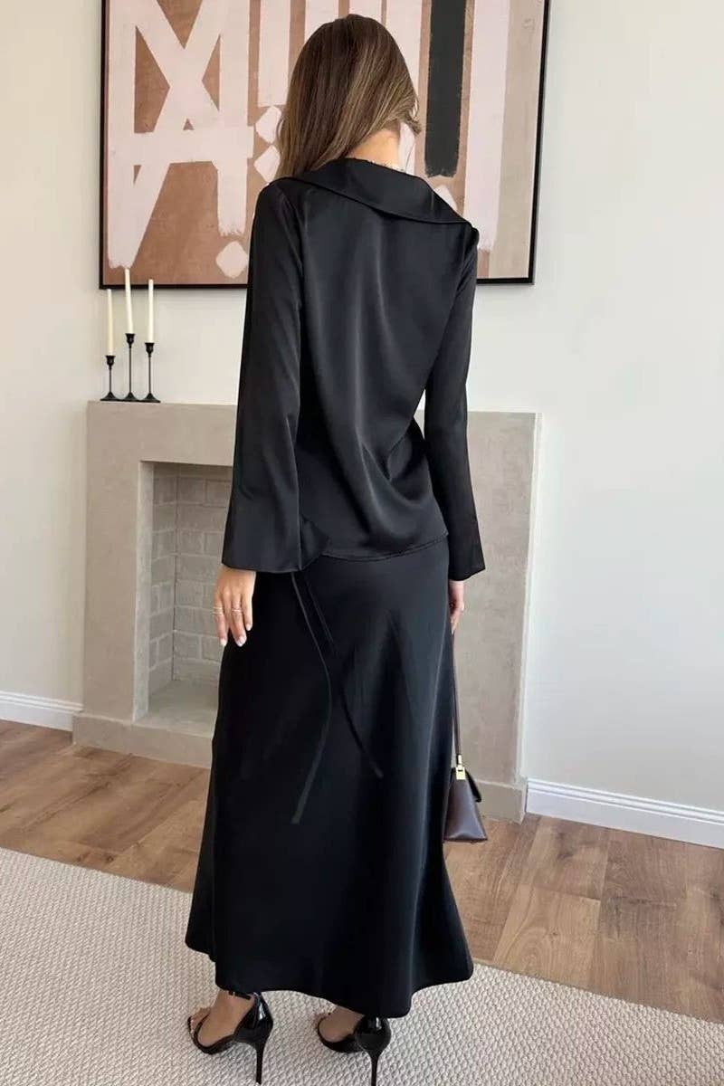 CWSTB1483_HIGH WAIST SHIRT AND SKIRT TWO PIECE SET