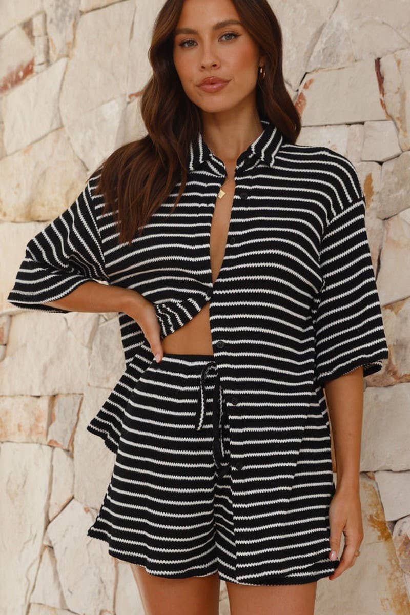 CWSTB1941_STRIPED HALF SLEEVE SHIRT AND SHORTS SET
