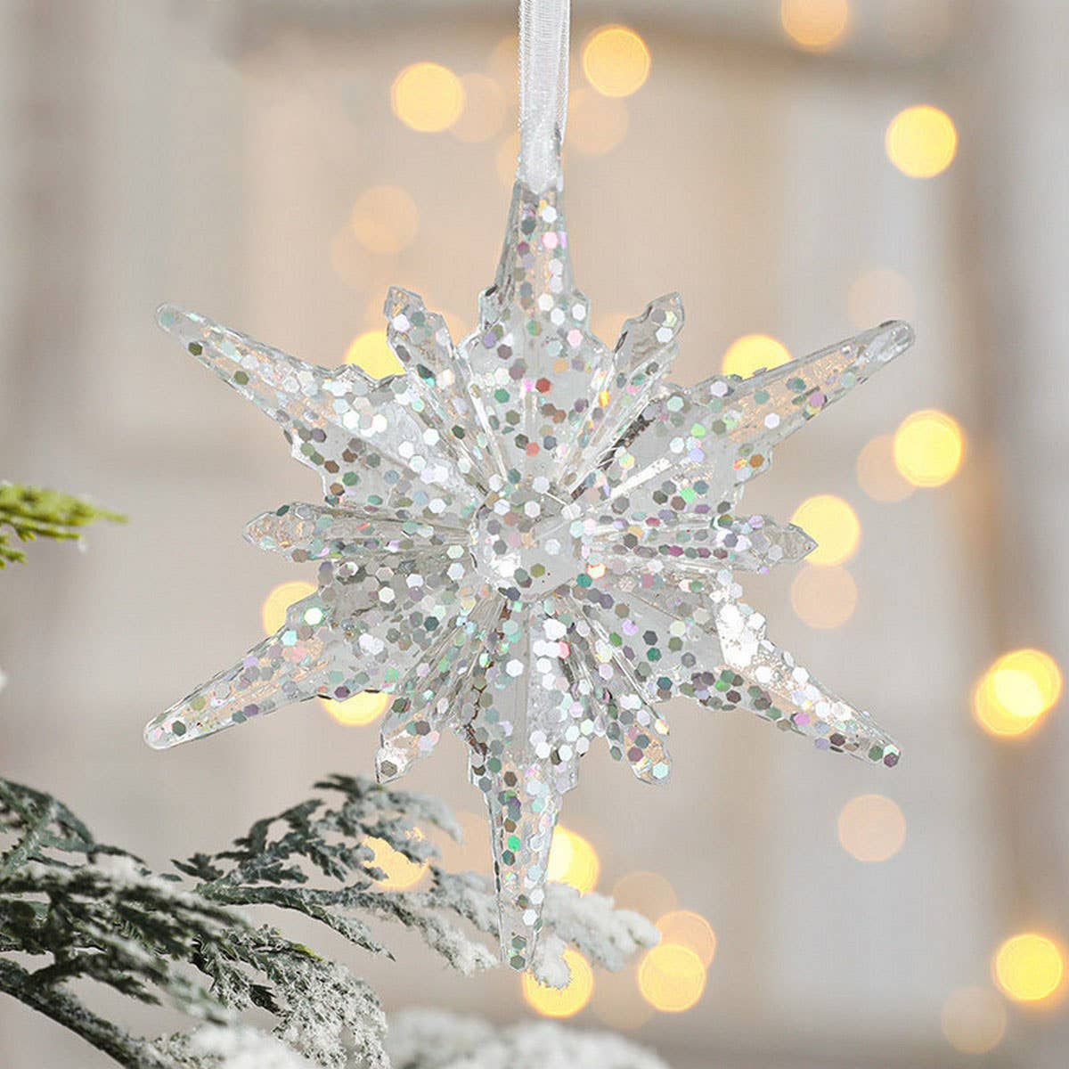 Transparent Xmas Tree Snowflake Reindeer Ornament