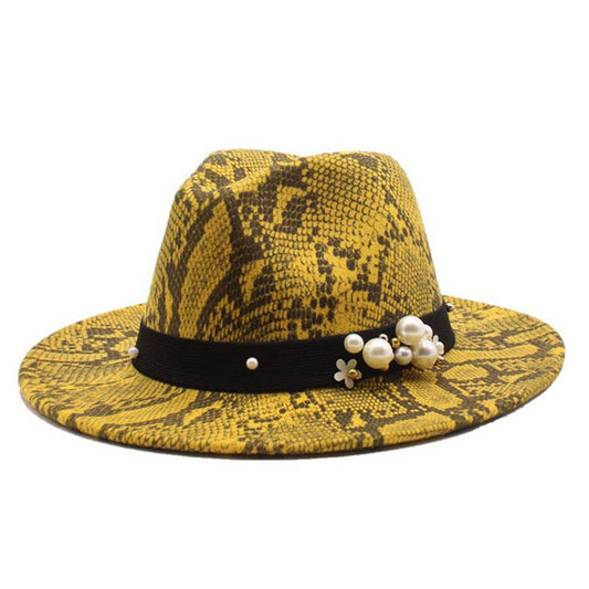 TWEED HAT SNAKE PATTERN HAT JAZZ HAT FELT HAT_CWAH2597