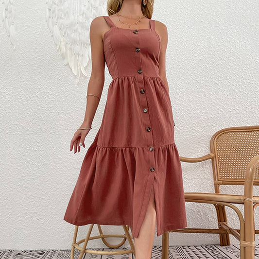 Cotton and linen button-up dress