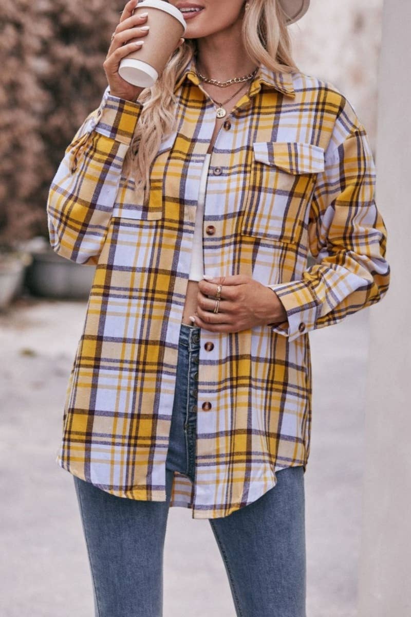 CWTSTL2191_PLAID LONG-SLEEVED BUTTON-UP SHIRT LONG