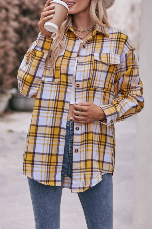 CWTSTL2191_PLAID LONG-SLEEVED BUTTON-UP SHIRT LONG