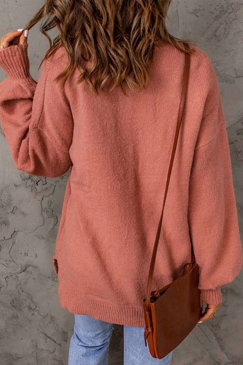 CWOSWL6661_CREW-NECK LONG-SLEEVED SOLID COLOR POCKET SWEATER