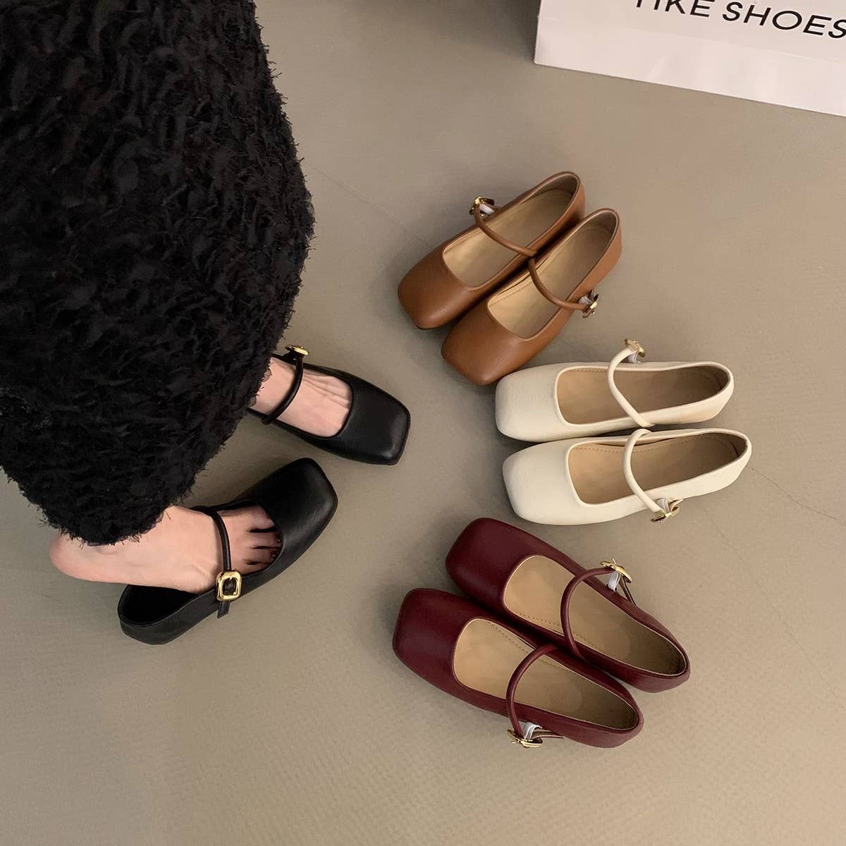 Vintage Square Toe Mary Jane Flats for Women