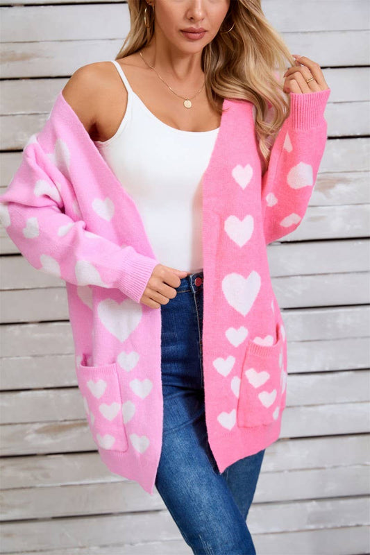 CWOCAL1800_VALENTINE'S DAY LONG HEART CARDIGAN SWEATER