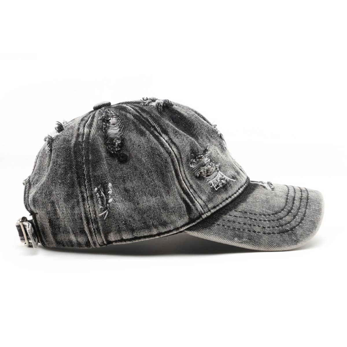 Washed Distressed White Denim Baseball Cap Outdoor_CWAH1855