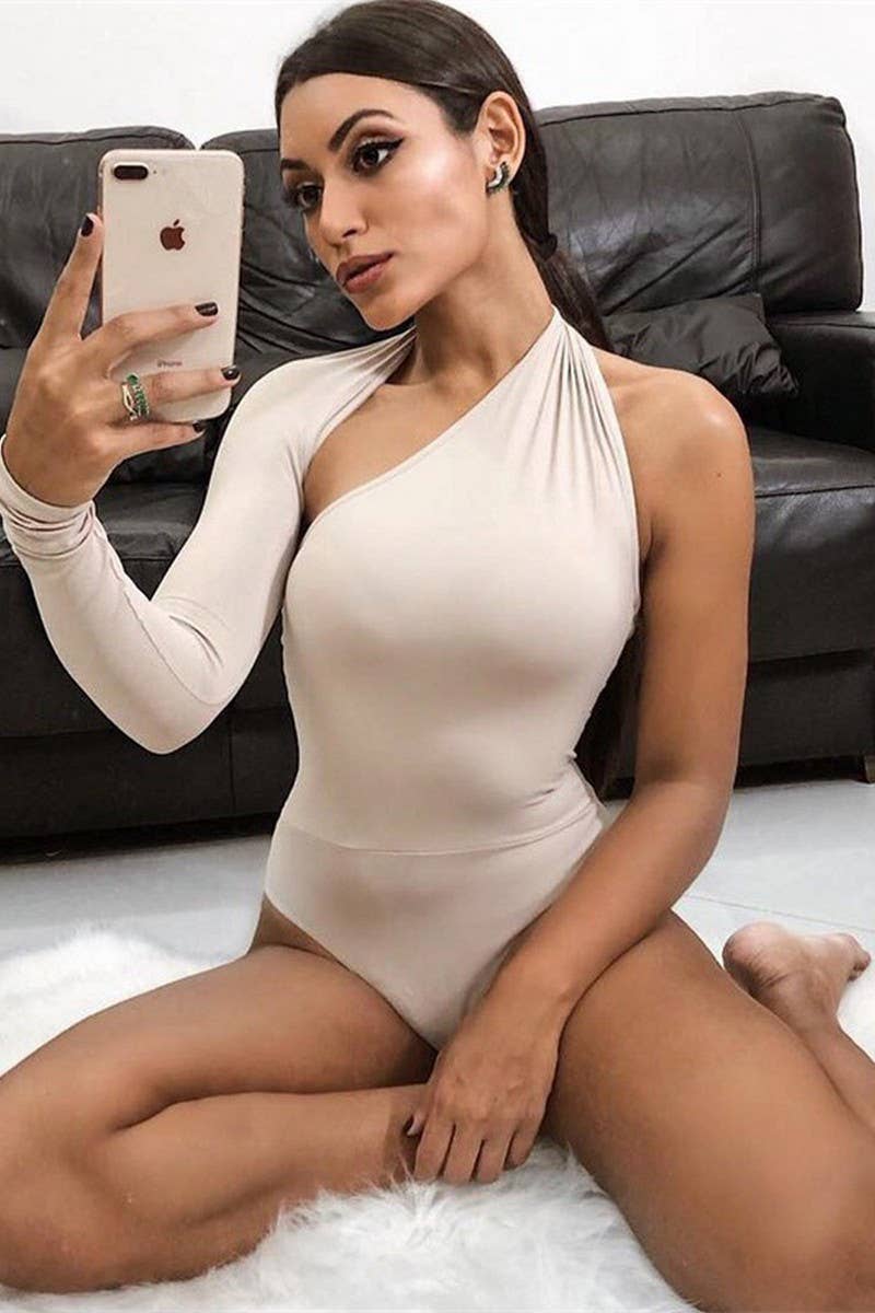 CWSBS0202_SEXY BACKLESS HALTER NECK LONG SLEEVE BODYSUIT