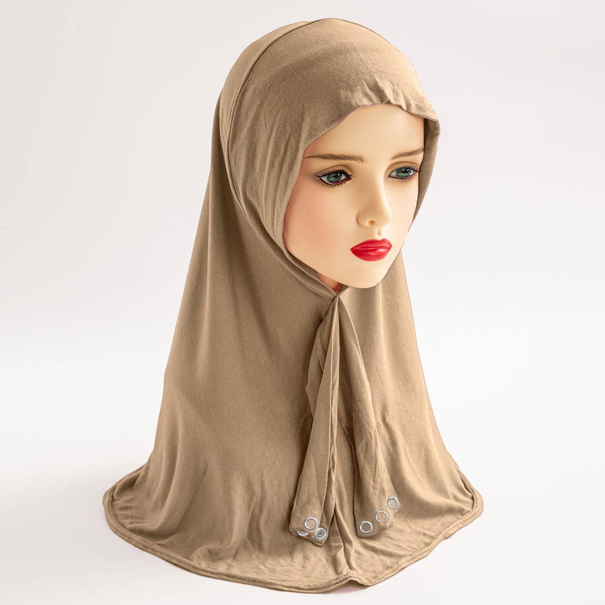 COTTON HIJAB THREE BUTTON TIE PULLOVER SCARF