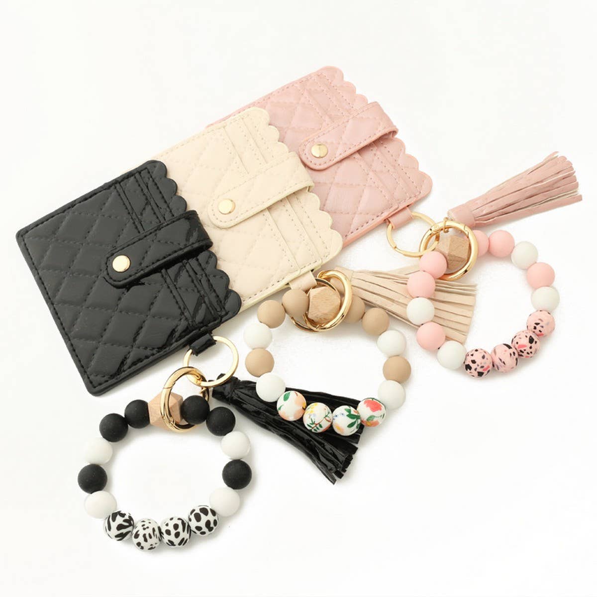 Geometric Beaded Wallet Keychain for Women_CWAB4997