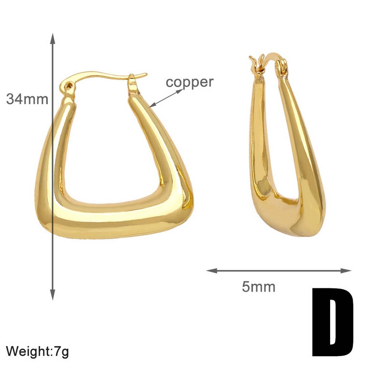 U SHAPED MINIMALIST GOLD PLATED EARRINGS