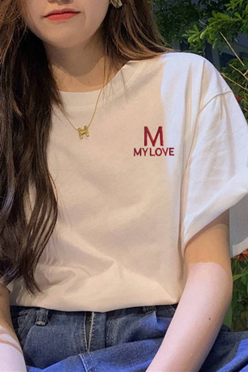 CWTTS0992_M LETTER PRINT CASUAL T SHIRT