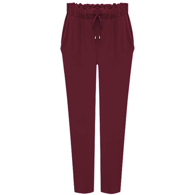 ELASTIC-WAISTED HIGH-WAISTED STRETCH HAREN PANTS