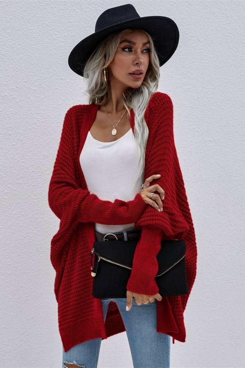 CWOCAL372 Oversized Open Front Casual Cardigan Sweater