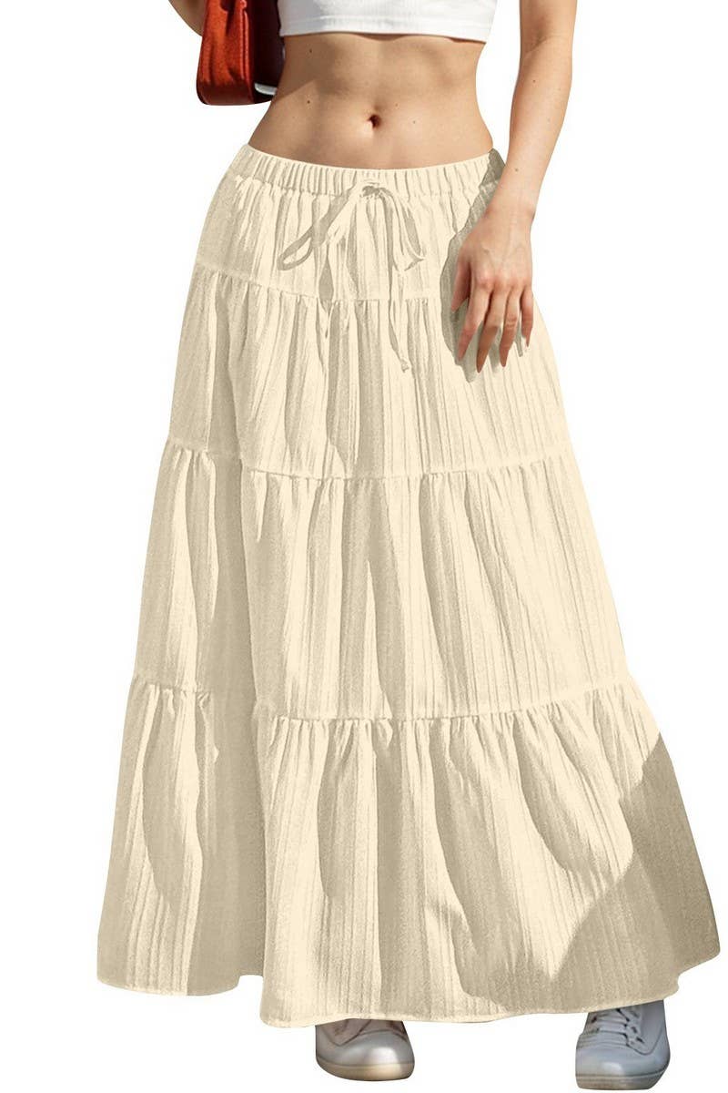 CWBLS0560_DRAWSTRING WAIST COLORBLOCK MAXI SKIRT