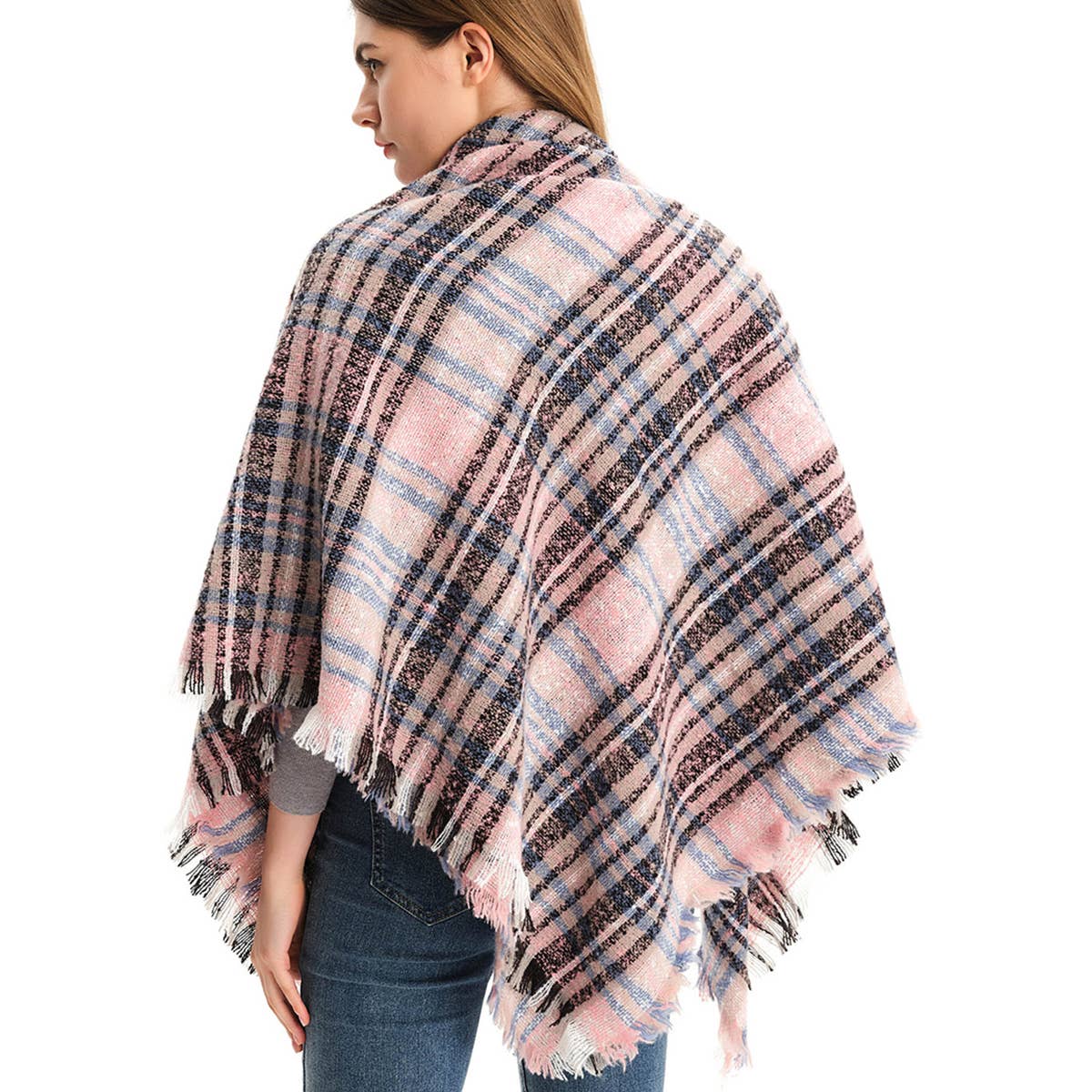 New Large Plaid Triangle Scarf - Spring to Winter