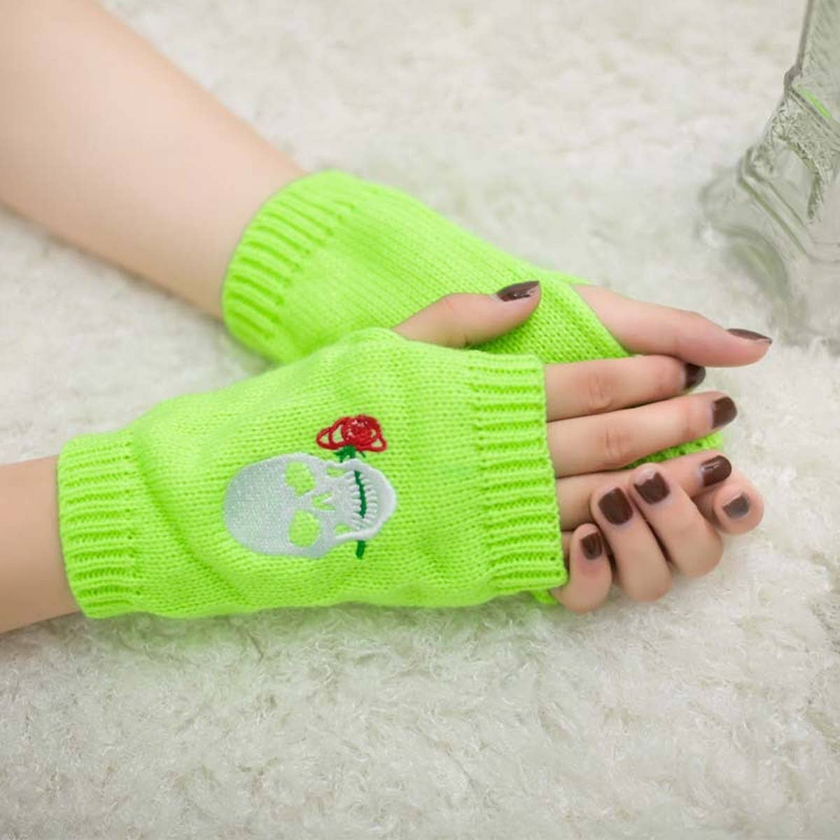 CWAG00534_HALLOWEEN EMBROIDERED FINGERLESS GLOVES