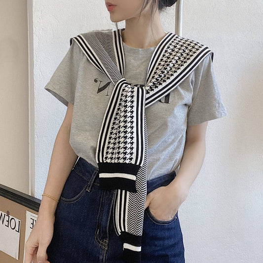 CWASC03122_STRIPED KNIT SHAWL SCARF FOR WOMEN