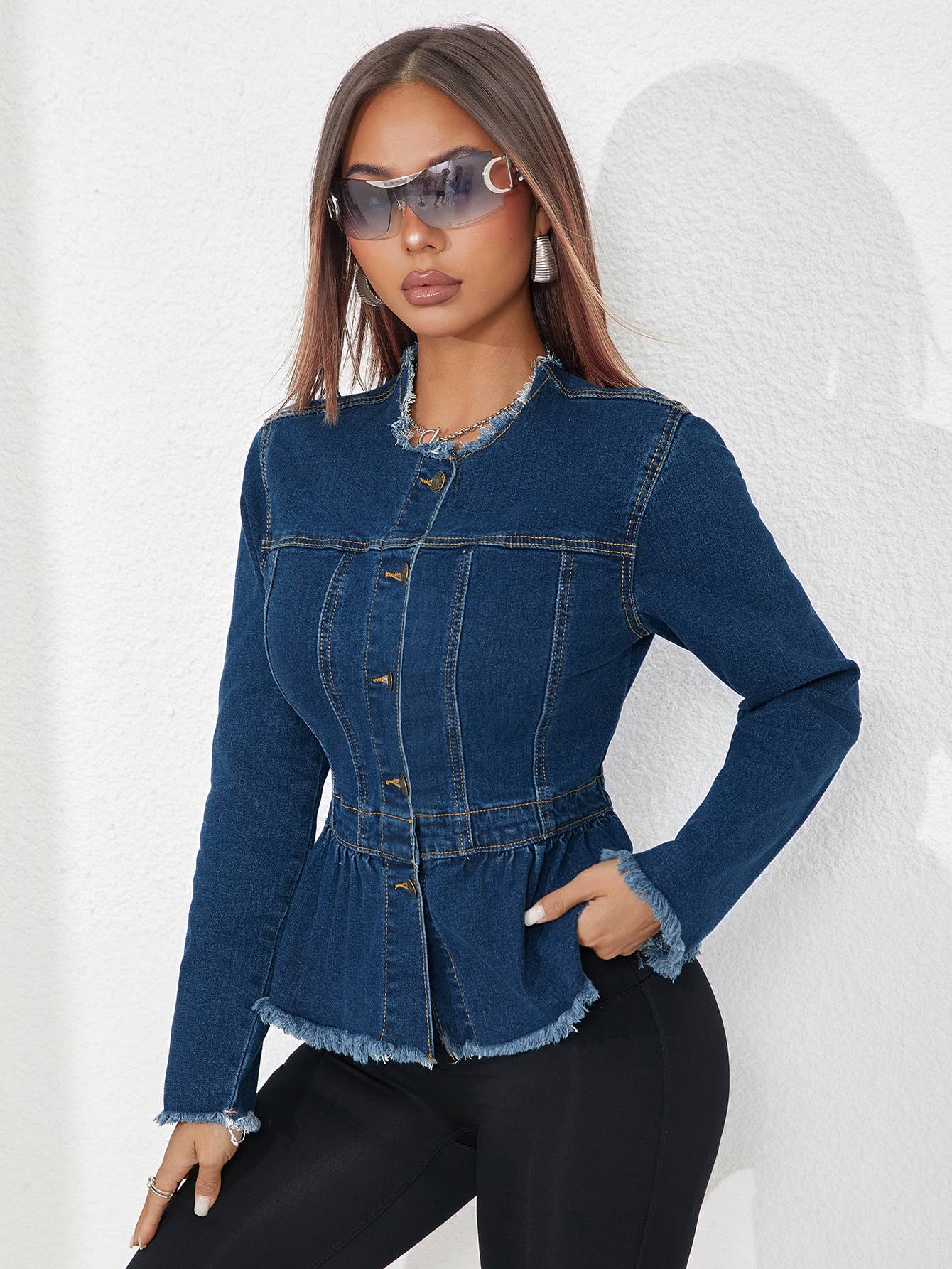 COLLARLESS JACKET A SMALL JACKET WITH ROUGH HEM