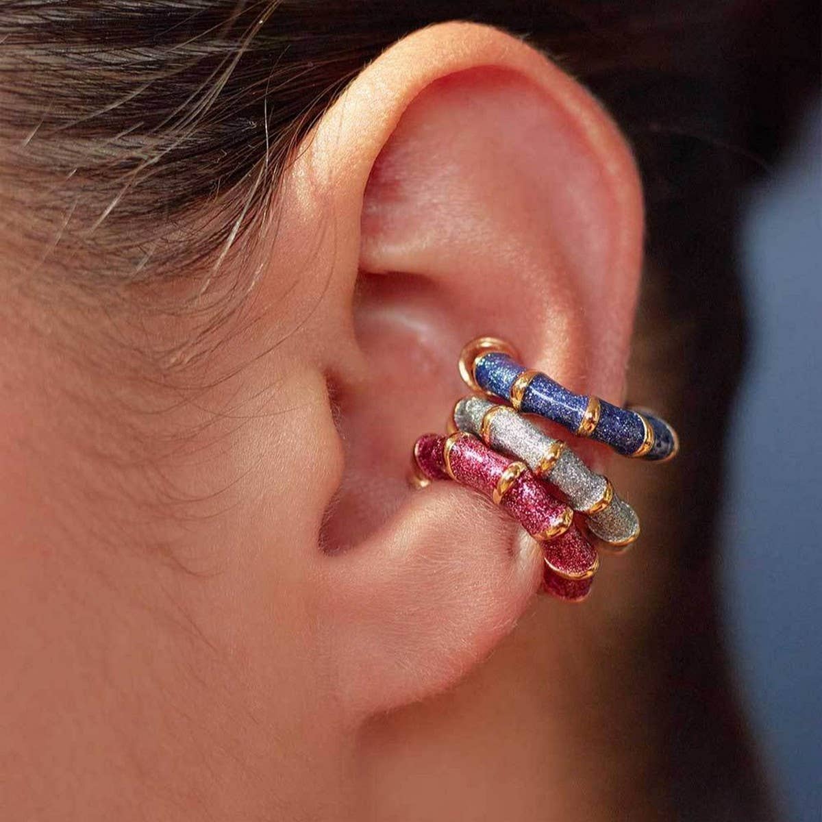 Elegant Dopamine Glitter Hoop Earrings for Women