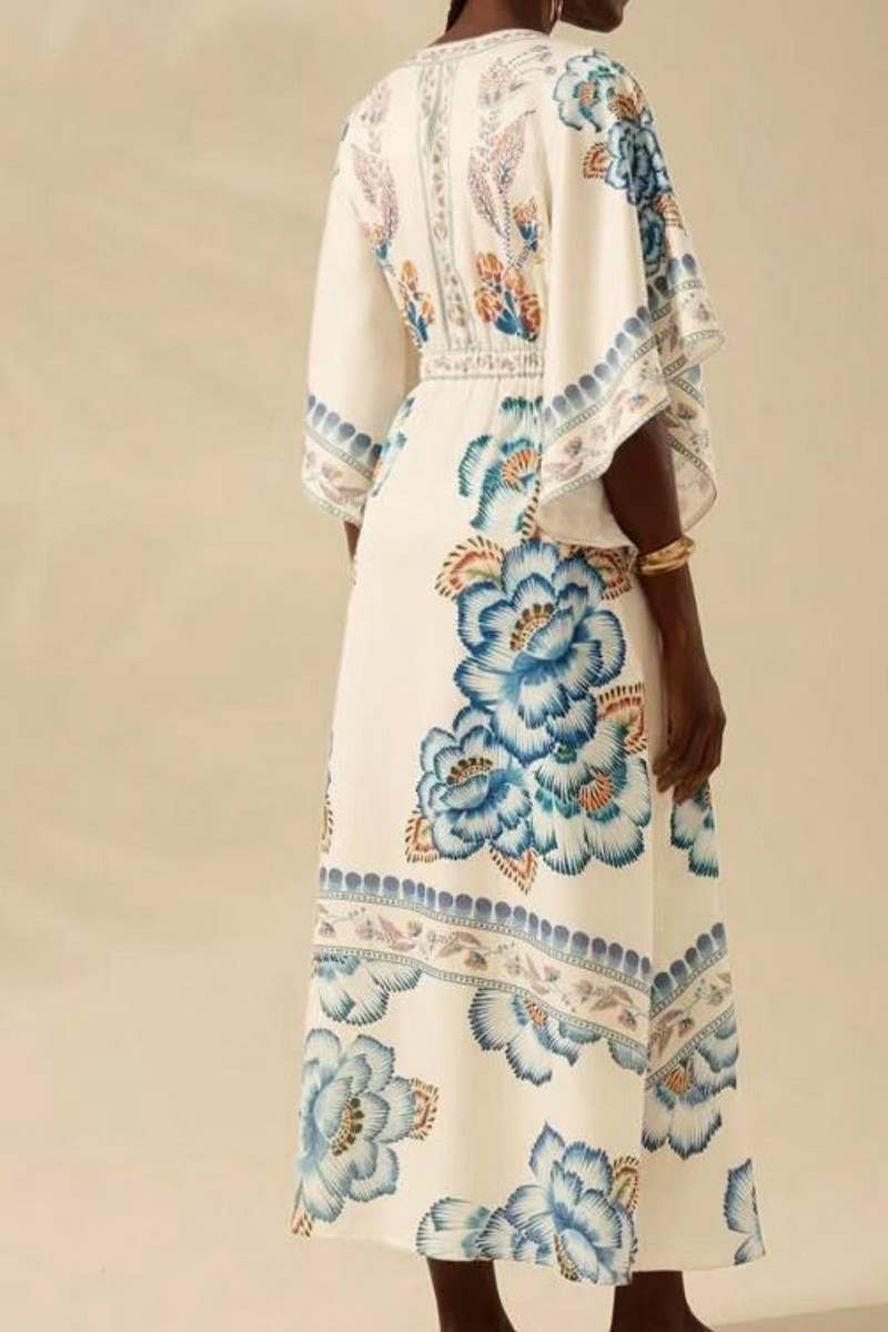 CWDMD5834_V-NECK LOOSE FLORAL FLOWY MAXI DRESS