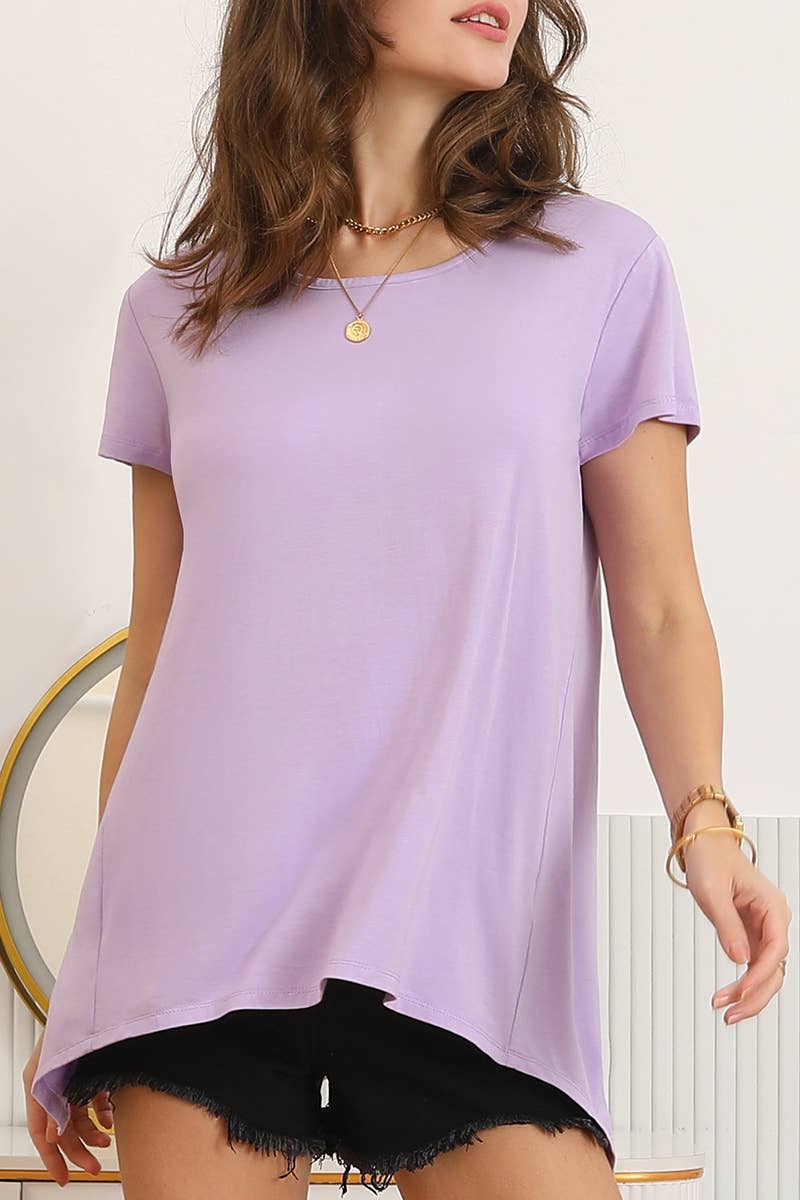 CWTTS692_ROUND NECK SOFT MODAL OPEN-BACK T SHIRT TOP