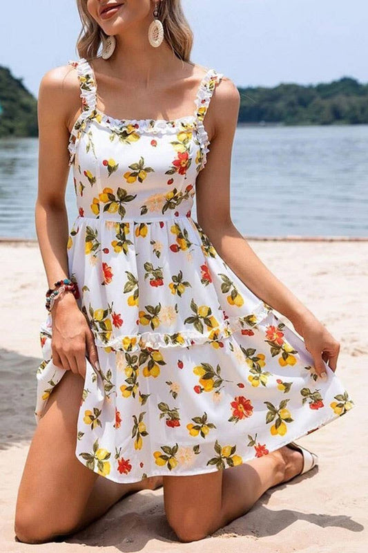 CWDHL0983_SPRING AND SUMMER HALTER BACK BOW DRESS