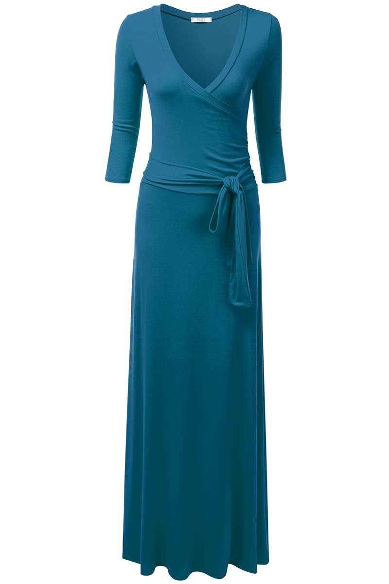 AWDMD283_3/4 Sleeve Knit Long Dress