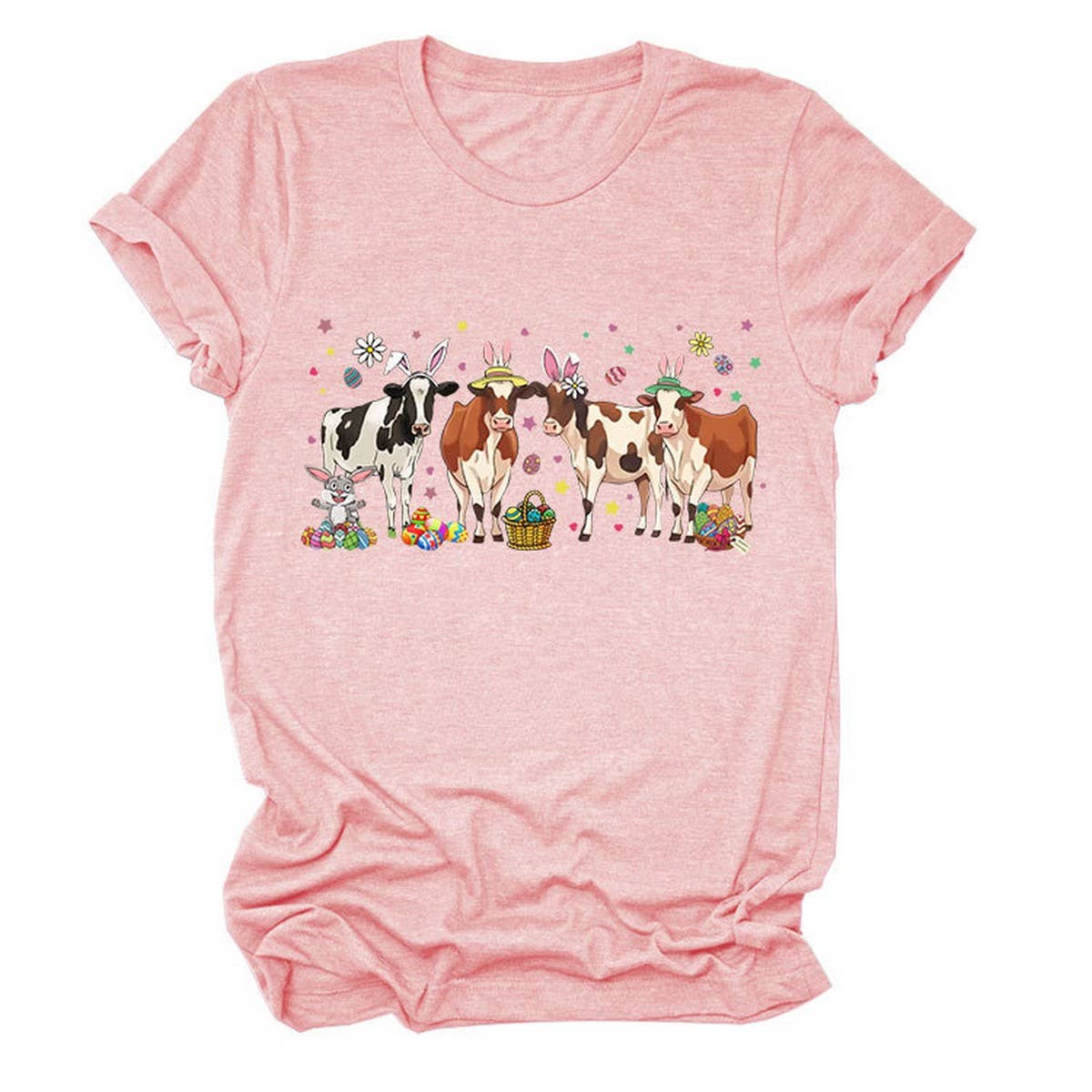 EASTER CASUAL PRINTED ROUND NECK PULLOVER T SHIRT_CWTTS0803