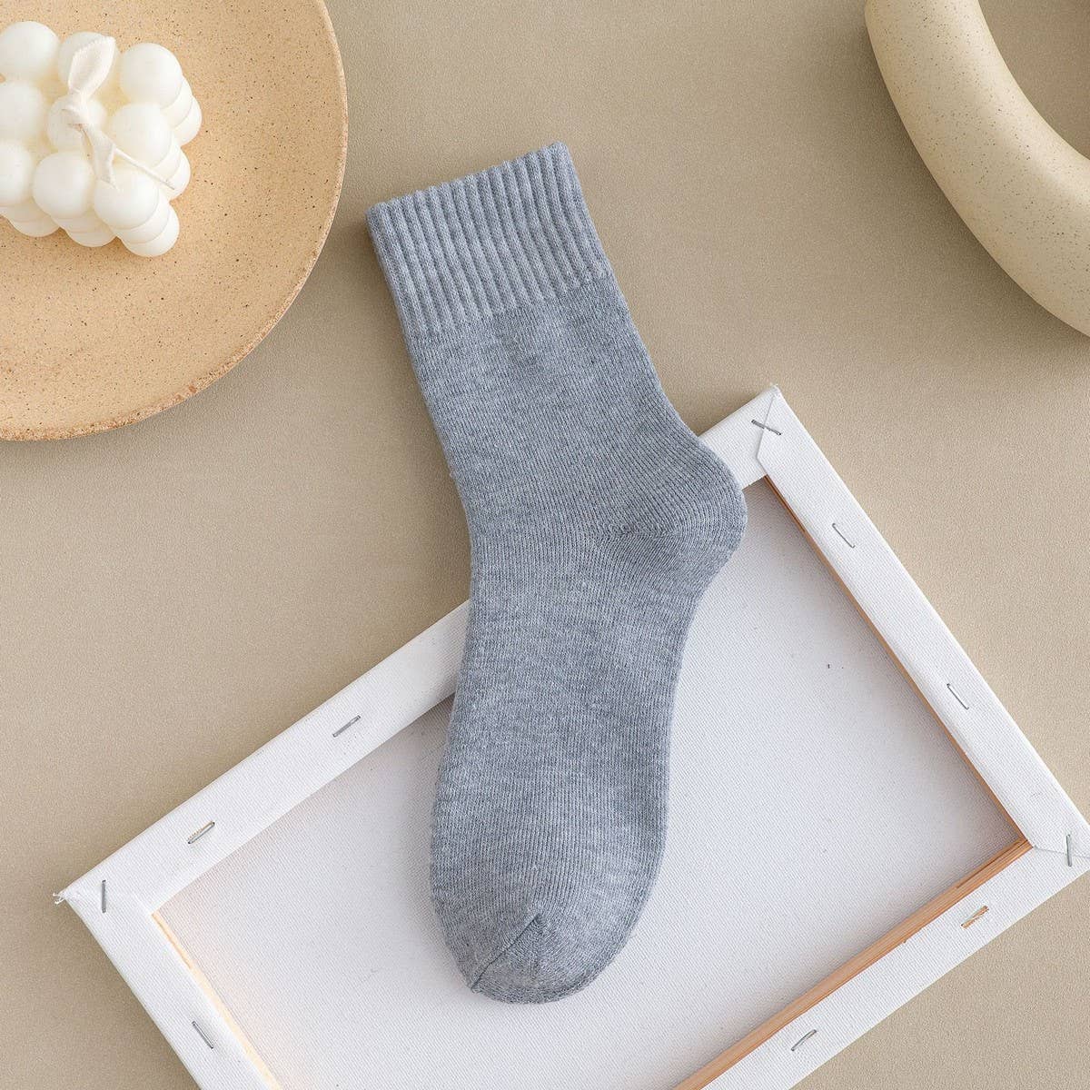 WINTER PLUS VELVET THICK WARM TERRY MID-TUBE SOCKS