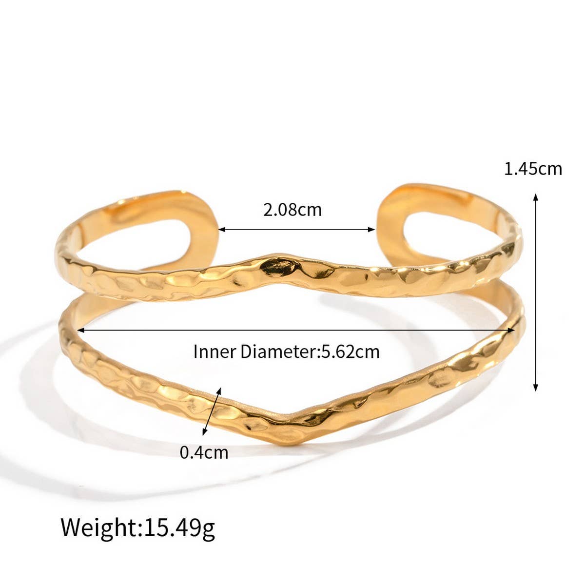 Gold Stainless Steel Pearl Open Cuff Bracelet