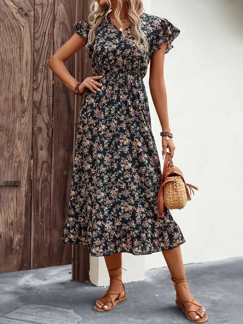 Comfortable, casual, loose cinched-waist dress
