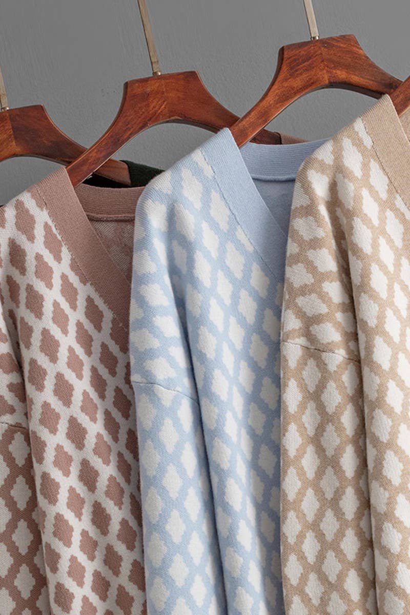 CWOCAL00672_LOOSE CASUAL JACQUARD KNIT CARDIGAN