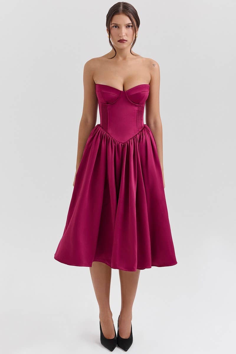 CWDTD0469_STRAPLESS SEXY BACKLESS MIDI DRESS