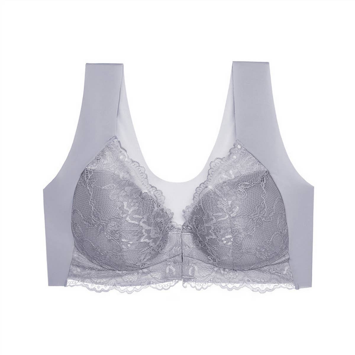 FRONT BUTTON SEAMLESS GATHERED THIN BRALETTE