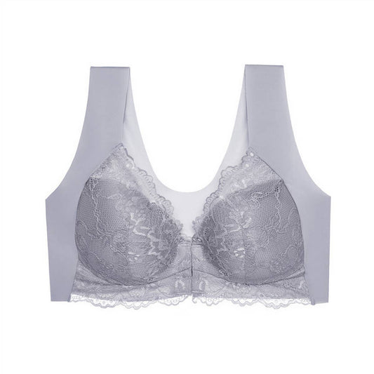 FRONT BUTTON SEAMLESS GATHERED THIN BRALETTE