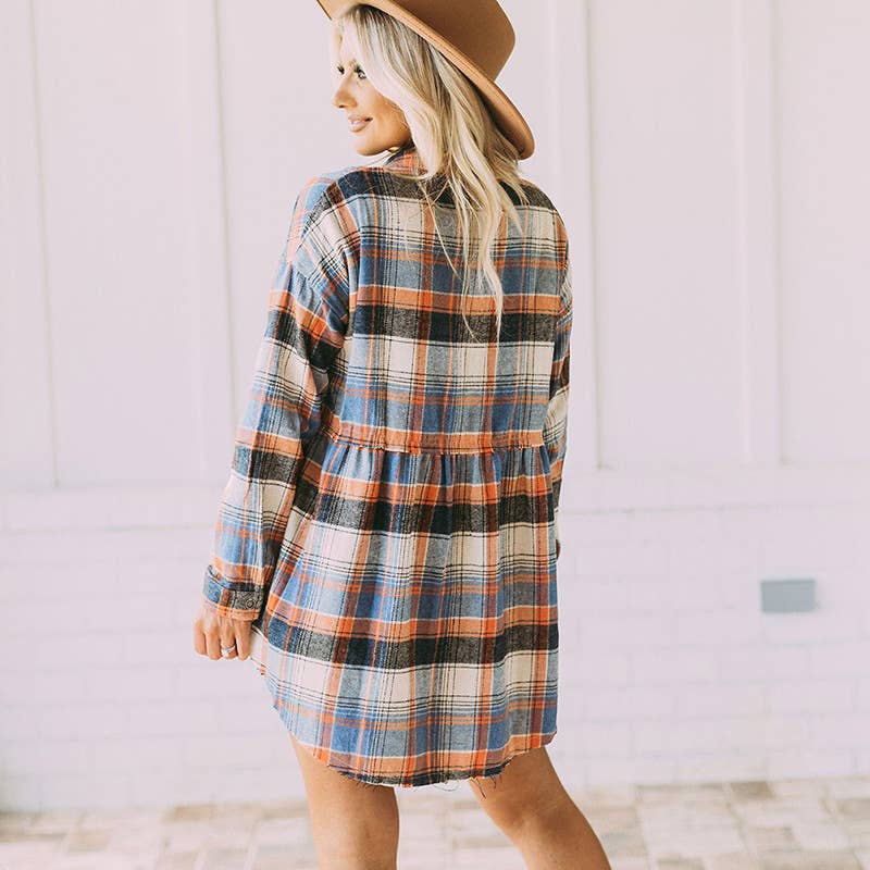 CASUAL LONG-SLEEVED COAT WITH CONTRASTING LAPELS