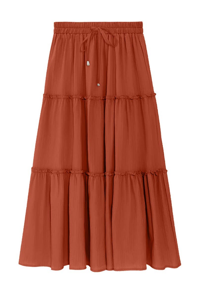 CWBLS0557_CASUAL SOLID PATCHWORK ELASTIC WAIST MAXI SKIRT