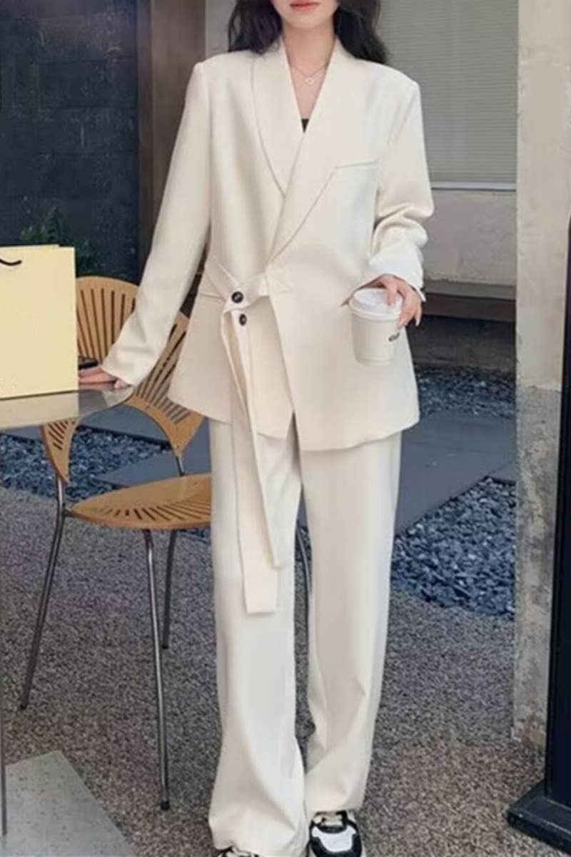 CWSS1047_FASHION DESIGN SENSE LACE-UP PANTSUIT