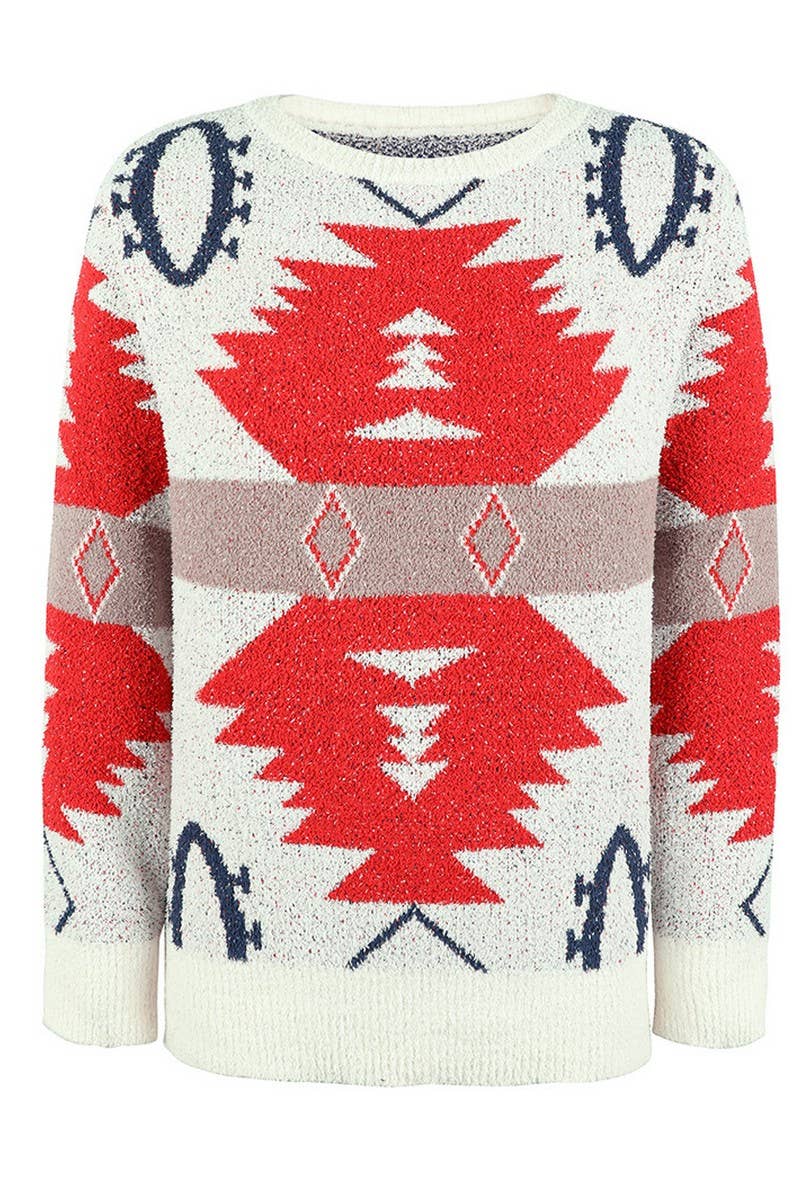 CWOSWL2568_CONTRAST COLOR CHRISTMAS LONG SLEEVE SWEATER