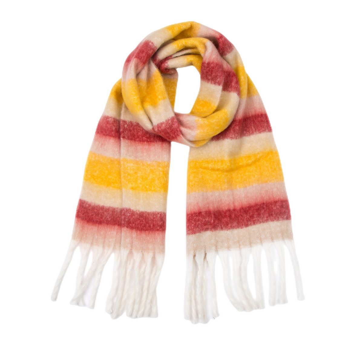 PLAID PATTERN FRINGE TRIM WINTER SCARF_CWASC2691