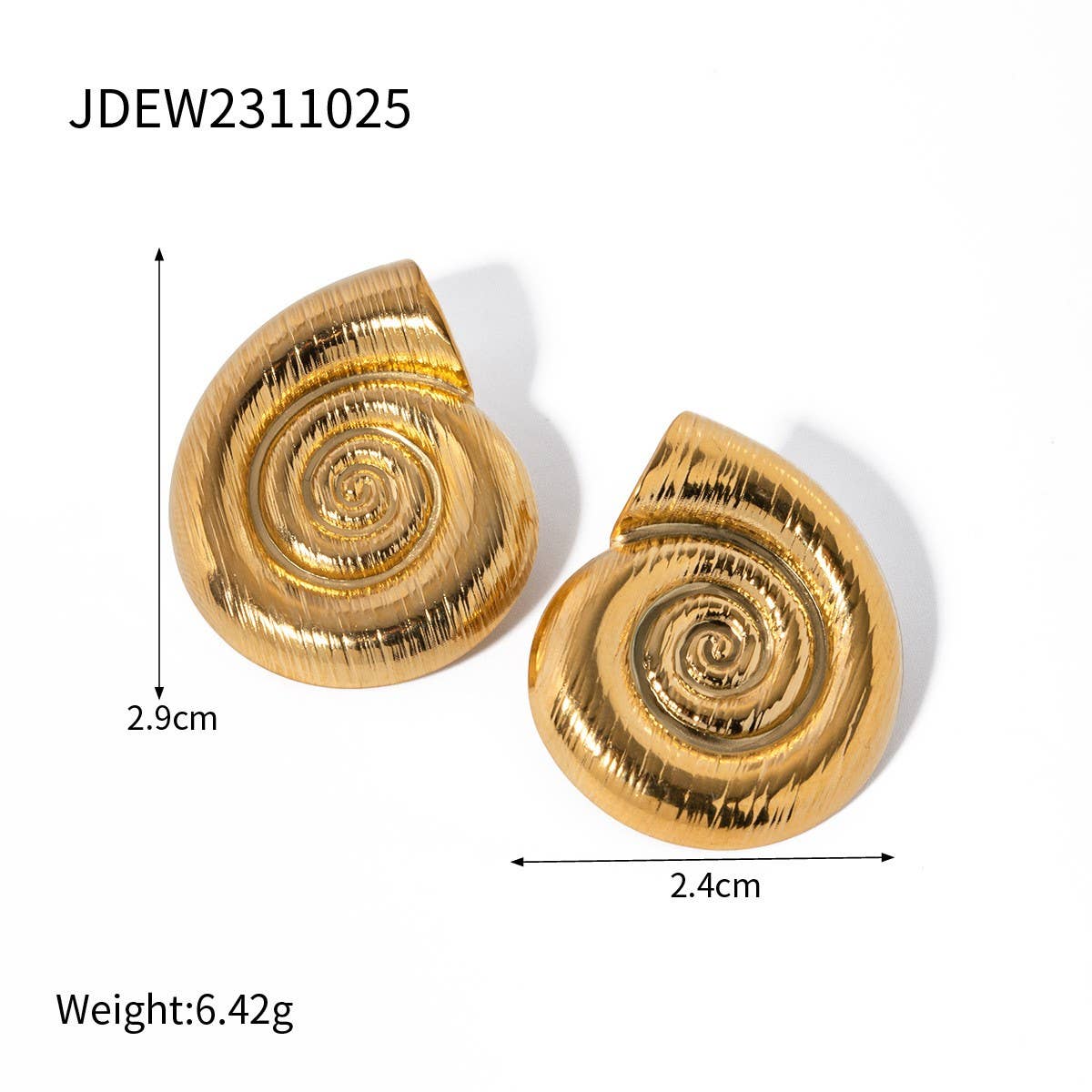 18K GOLD STAINLESS STEEL SPIRAL HOOP EARRINGS_CWASC1658