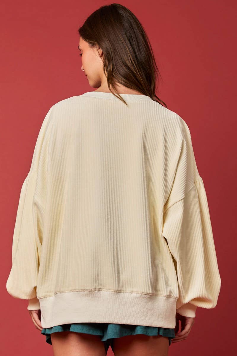 CWTBLL01273_CHRISTMAS EGG SEQUIN LOOSE PULLOVER SWEATSHIRT