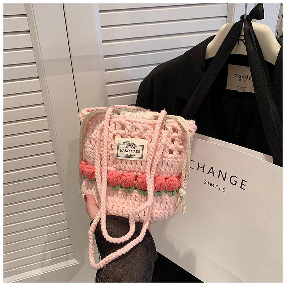 2024 NEW TULIP CONTRAST WOVEN CROSSBODY BAG_CWAB2398