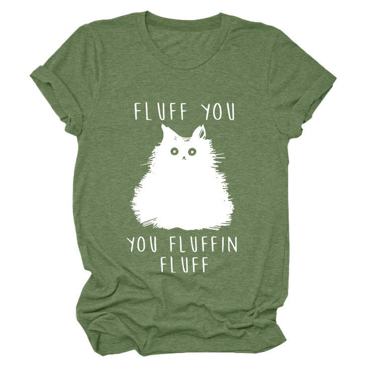 Women?™s Graphic Tee ??Fluff You Cat Print_CWTTSL0510